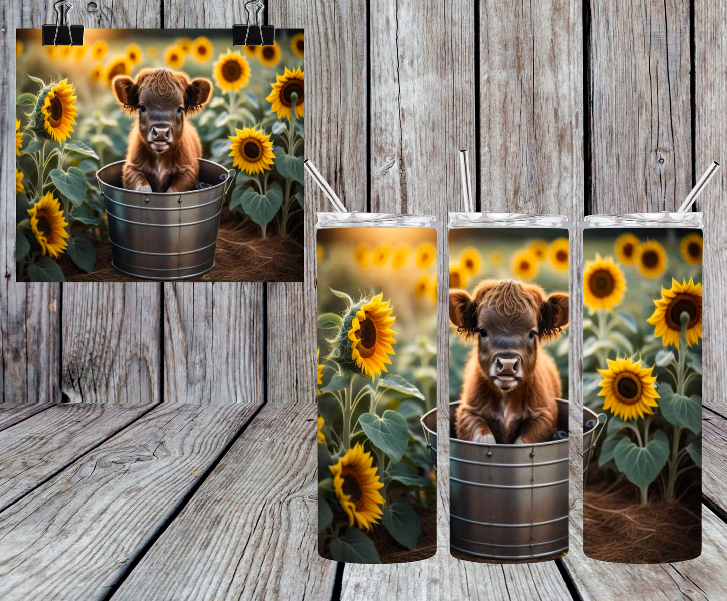 SUNFLOWER HIGHLAND CALF TUMBLER