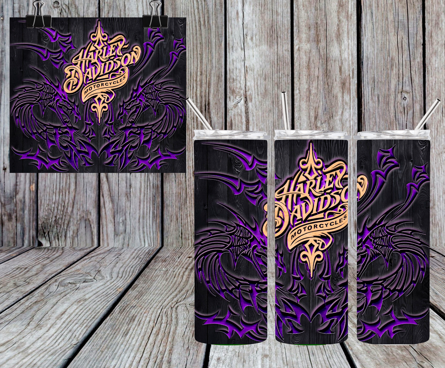 PURPLE MOTORCYCLE TUMBLER