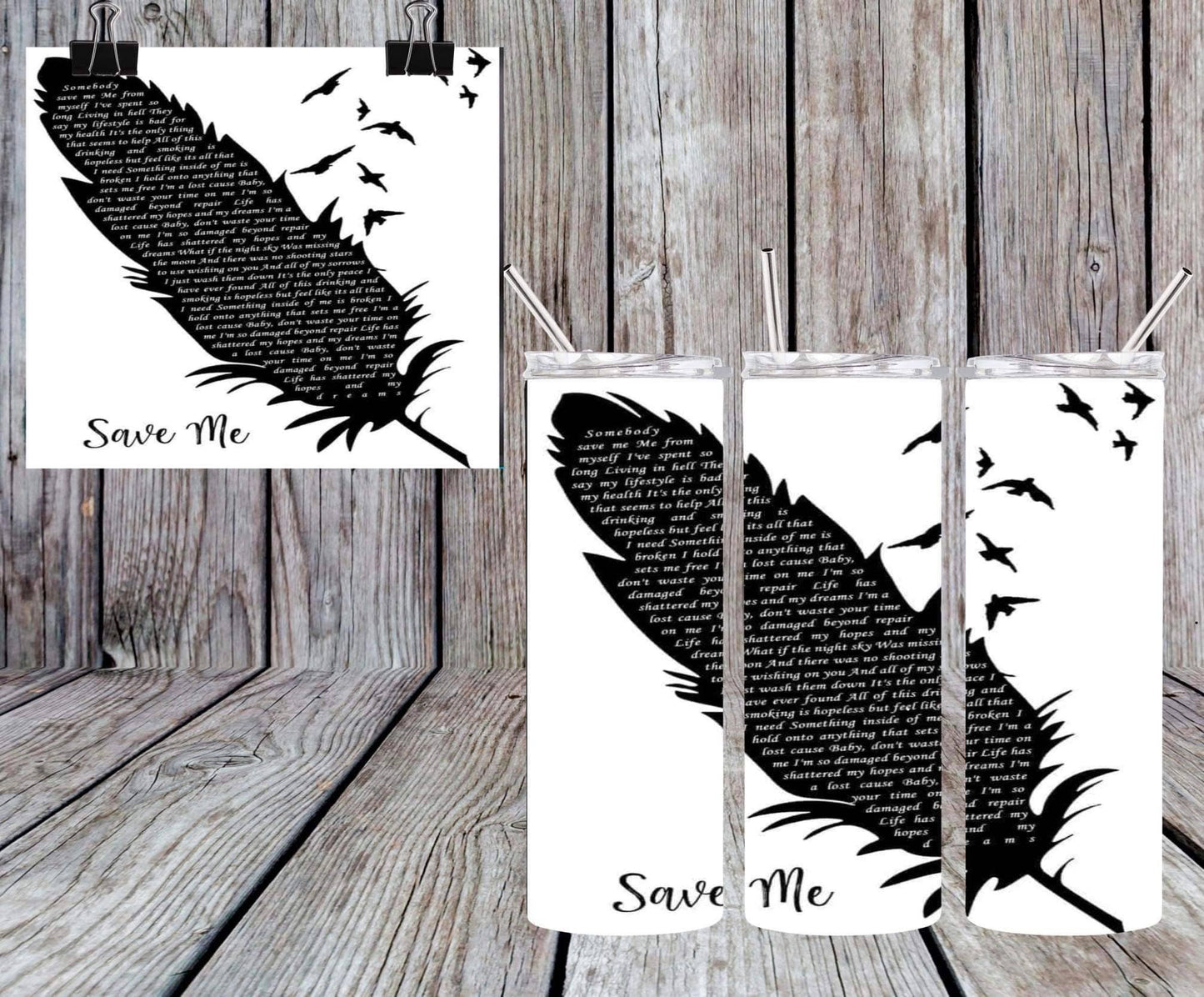 JELLY ROLL SAVE ME FEATHER TUMBLER