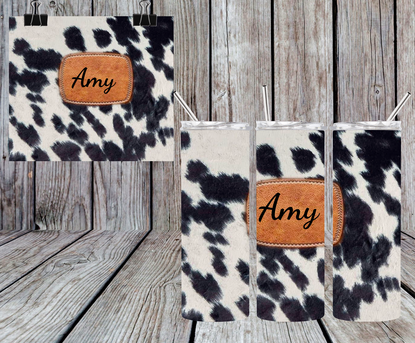 CUSTOM COW-PRINT TUMBLER