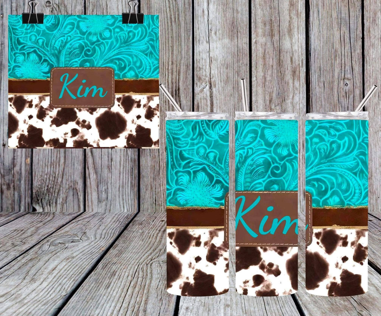 CUSTOM NAME TAG TOOLED LEATHER TUMBLER
