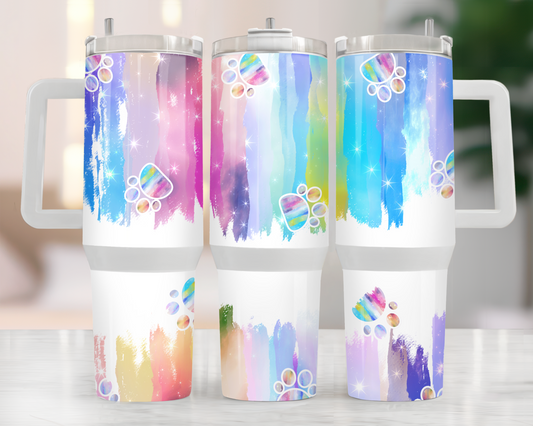 40oz RAINBOW DOG PAWS TUMBLER