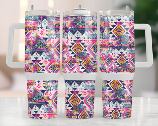 40oz PINK AZTEC WESTERN PRINT TUMBLER