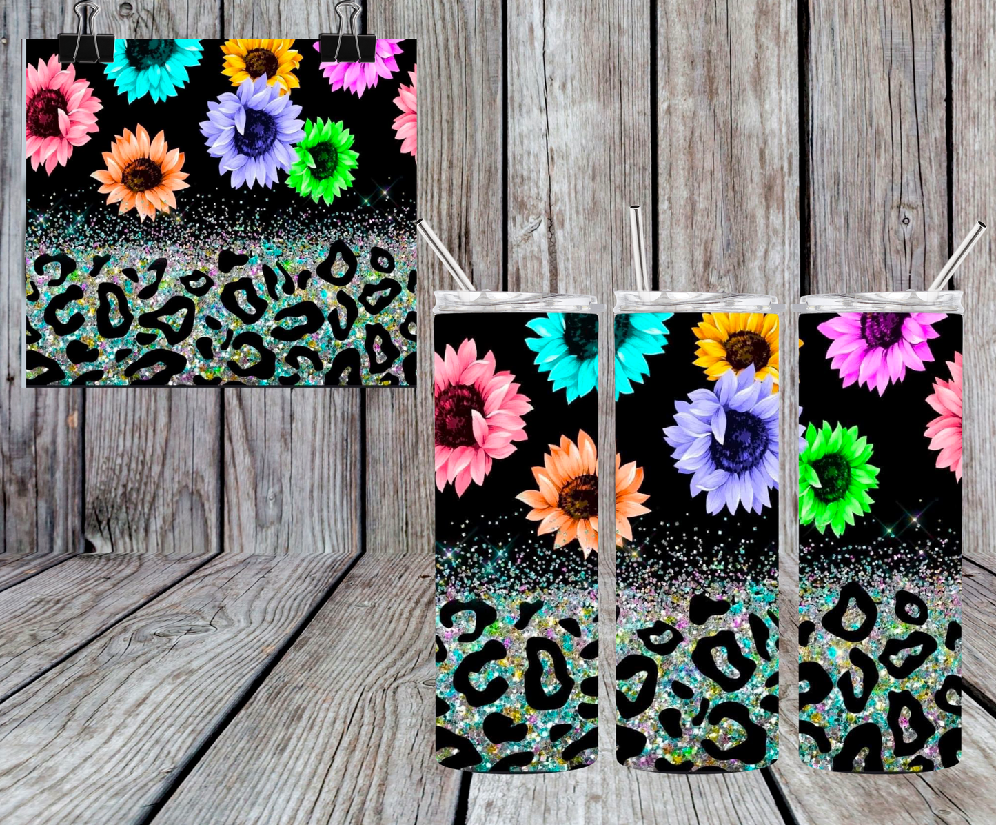 COLORFUL NEON FLOWERS TUMBLER