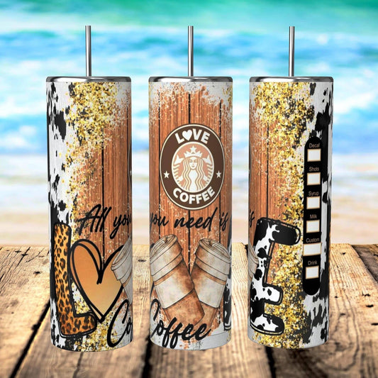 ALL I NEED IS LOVE COFFEE TUMBLER
