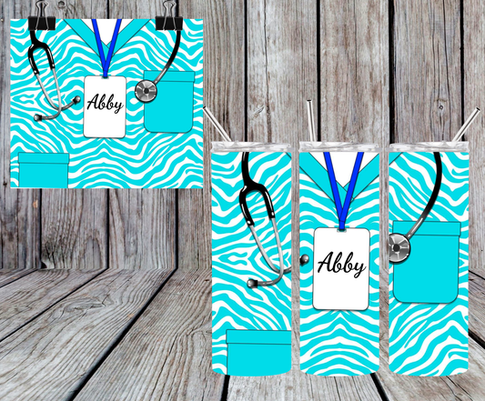CUSTOM BLUE PRINT NURSE NAME TAG TUMBLER