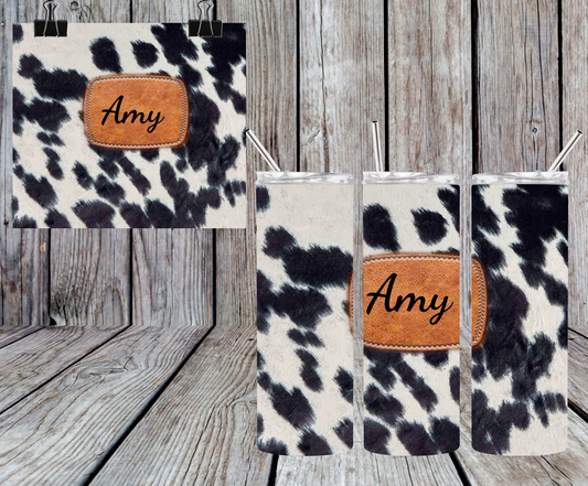 CUSTOM COW-PRINT TUMBLER