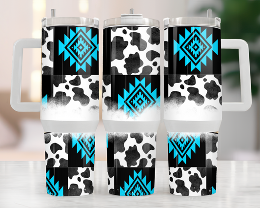 40oz AZTEC TURQUOISE ANIMAL PRINT TUMBLER
