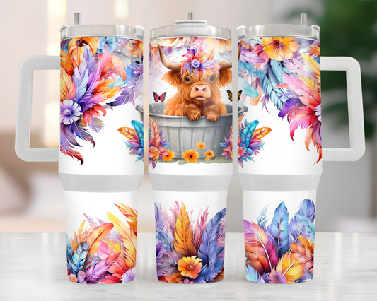 40oz HIGHLAND COW IN TUB TUMBLER