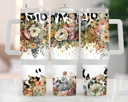 40oz CHEETAH FLOWERS TUMBLER