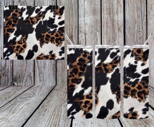 COWHIDE LEOPARD PRINT TUMBLER